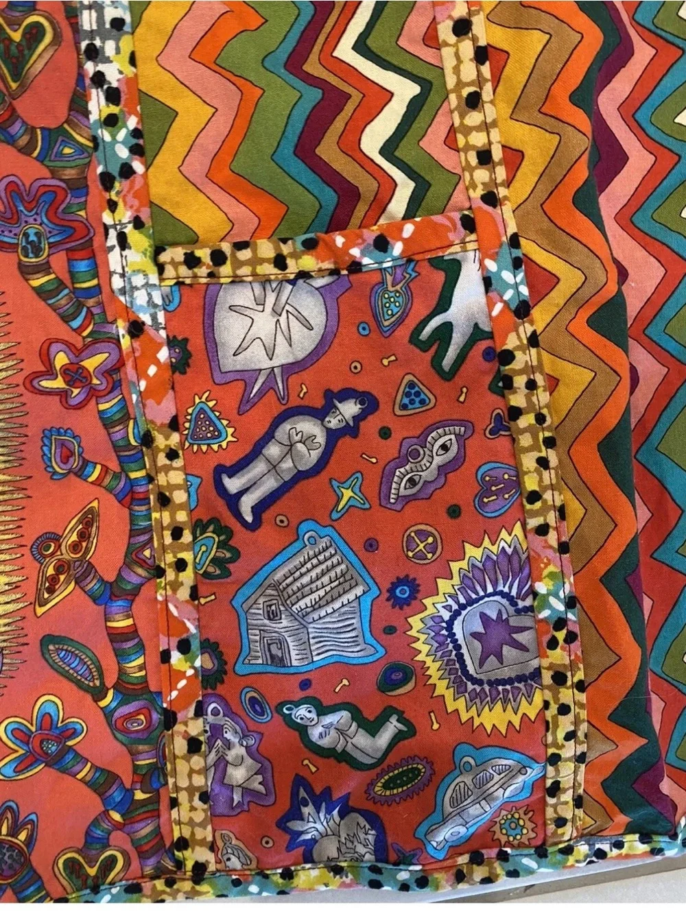 Vibrant Orange Patterned Our Lady of Guadalupe Cath Apron-003*